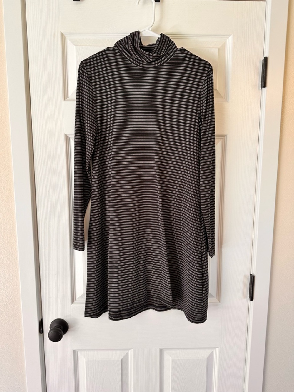 Carve Designs Black Striped Turtleneck Dress